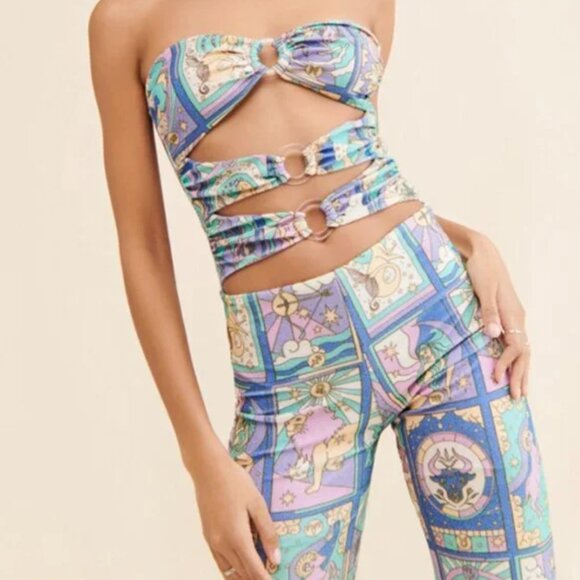 Oceanus Pants - NEW Oceanus Eden Cutout Zodiac Crystal Jumpsuit